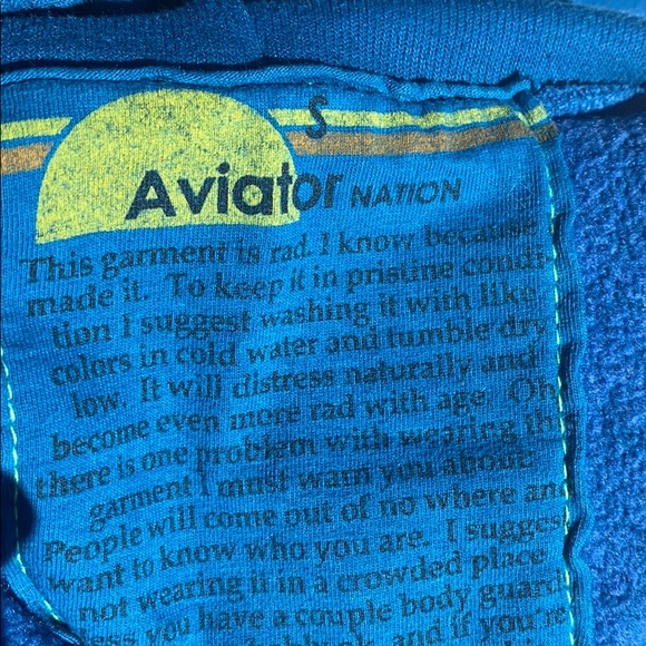 Aviator Nation Blue Hoodie with Rainbow Stripes - Picture 8 of 11